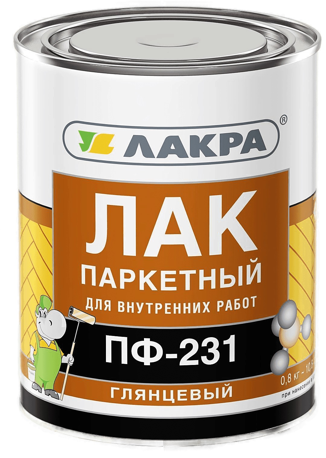 Лак паркетный ЛАКРА ПФ-231 0,8 кг глянцевый