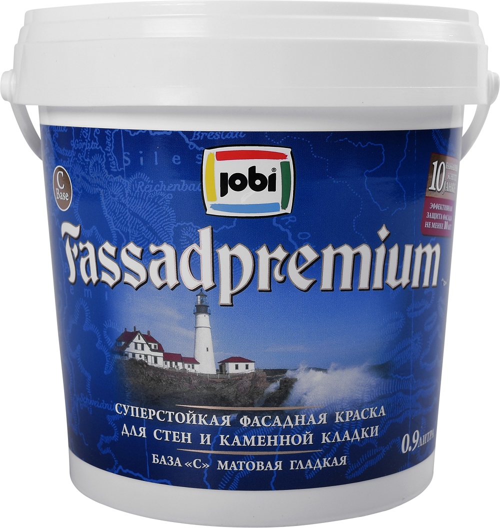 Краска акриловая JOBI FassadPremium фасадная база С прозрачная 0,9 л —  купить по низкой цене в интернет-магазине Стройландия, отзывы и  характеристики, доставка в Саратове